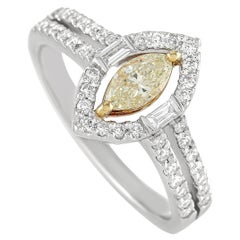 LB Exclusive Platinum 0.77 Ct Light Fancy Yellow and White Diamond Ring LB Exclusive Platinum 0.77 Ct Light Fancy Yellow and White Diamond Ring