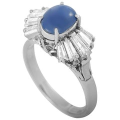 LB Exclusive Platinum 0.78 Carat Diamond and Sapphire Ring