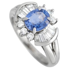 LB Exclusive Platinum 0.78 Ct Diamonds and Sapphire Ring