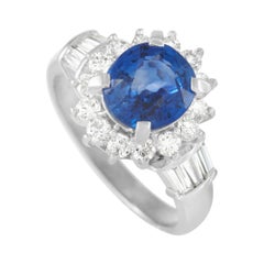 LB Exclusive Platinum 0.80 Ct Diamond and 2.44 Ct Sapphire Ring