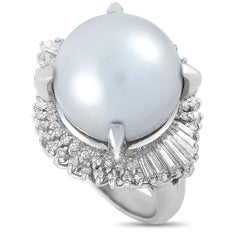 LB Exclusive Platinum 0.80 ct Diamond and Pearl Ring