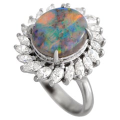 Anello LB Exclusive in platino con diamante e opale da 0.80 carati