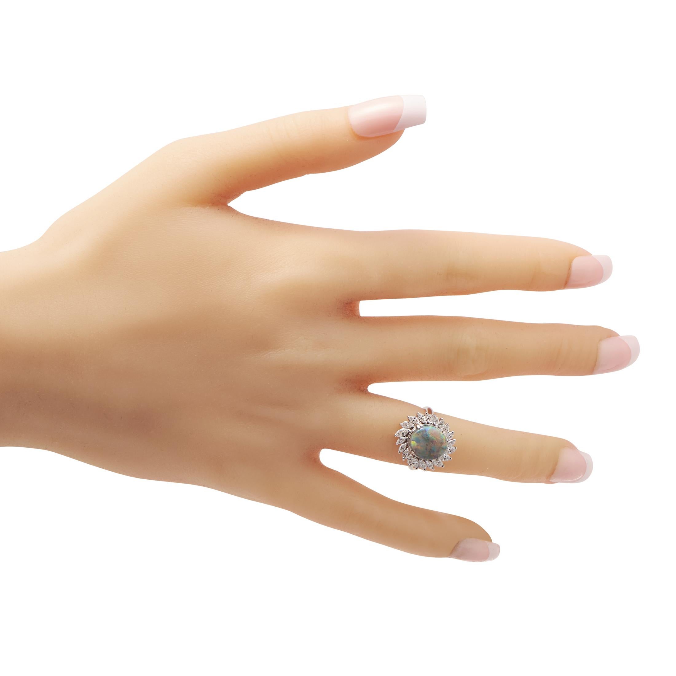 LB Exclusive Platin 0,80ct Diamant und Opal Ring MF28-101123 (Marquiseschliff) im Angebot