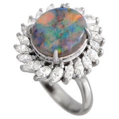 LB Exclusive Platinum 0.80ct Diamond and Opal Ring MF28-101123