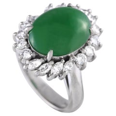 LB Exclusive Platinum 0.81carat Diamond and Jade Ring