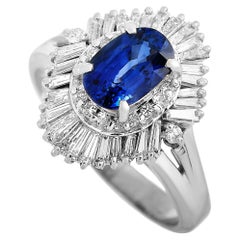 LB Exclusive Platinum 0.82 Carat Diamond and Sapphire Ring