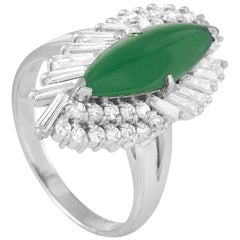 LB Exclusive Platinum 0.83 Carat Diamond and Jade Ring LB Exclusive Platinum 0.83 Carat Diamond and Jade Ring