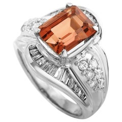 LB Exclusive Platinum 0.84 Carat Diamond and Imperial Topaz Ring