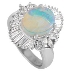 LB Exclusive Platinum 0.84 ct Diamond and Opal Ring