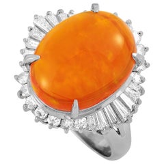 LB Exclusive Platinum 0.85 Carat Diamond and Opal Ring