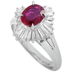 LB Exclusive Platinum 0.85 Carat Diamond and Ruby Ring