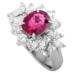 LB Exclusive Platinum 0.86 Carat Diamond and Ruby Ring