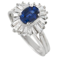 LB Exclusive Platinum 0.86 Ct Diamond and Sapphire Ring