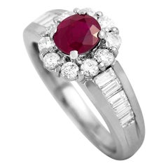 LB Exclusive Platinum 0.87 Carat Diamond and Ruby Ring