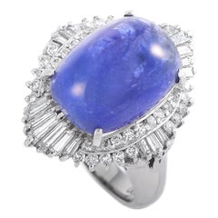 LB Exclusive Platinum 0.87 Carat Diamond and Tanzanite Ring