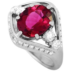 LB Exclusive Platinum 0.87 Carat Diamond and Tourmaline Ring