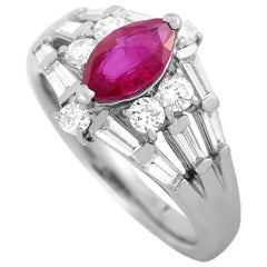 LB Exclusive Platinum 0.88 Carat Diamond and Ruby Ring