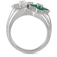 LB Exclusive Platin 0,88 Karat Diamant und Smaragd Kleeblatt Ring