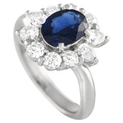 LB Exclusive Platinum 0.88 Carat Diamond and Sapphire Ring