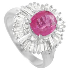 LB Exclusive Platinum 0.90 Ct Diamond and Ruby Ring