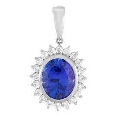 Pendentif en platine avec diamant et tanzanite de 0::92 ct:: exclusivité LB