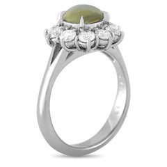 LB Exclusive Platinum 0.93 Carat Diamond and Cat's Eye Ring