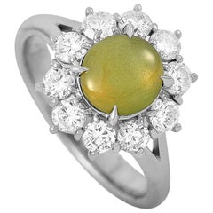 LB Exclusive Platinum 0.93 Carat Diamond and Cat's Eye Ring