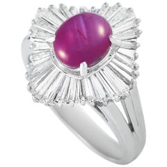 LB Exclusive Platinum 0.93 Carat Diamond and Ruby Ring