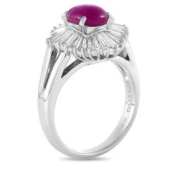 LB Exclusive Platinum 0.93 Carat Diamond and Ruby Ring
