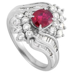 LB Exclusive Platinum 0.93 Ct Diamond and Ruby Ring