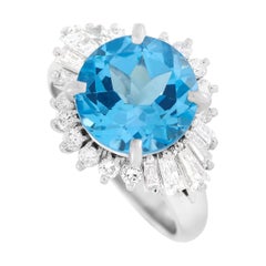 LB Exclusive Platinum 0.93 Ct Diamond and Topaz Ring