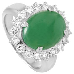 LB Exclusive Platinum 0.95 Carat Diamond and Jade Ring
