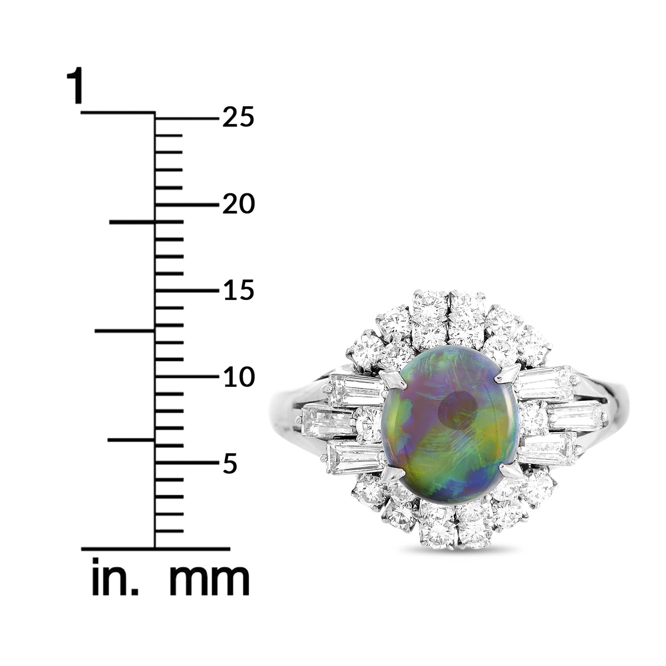 LB Exclusive Platinum 0.95 Carat Diamond and Opal Ring 2