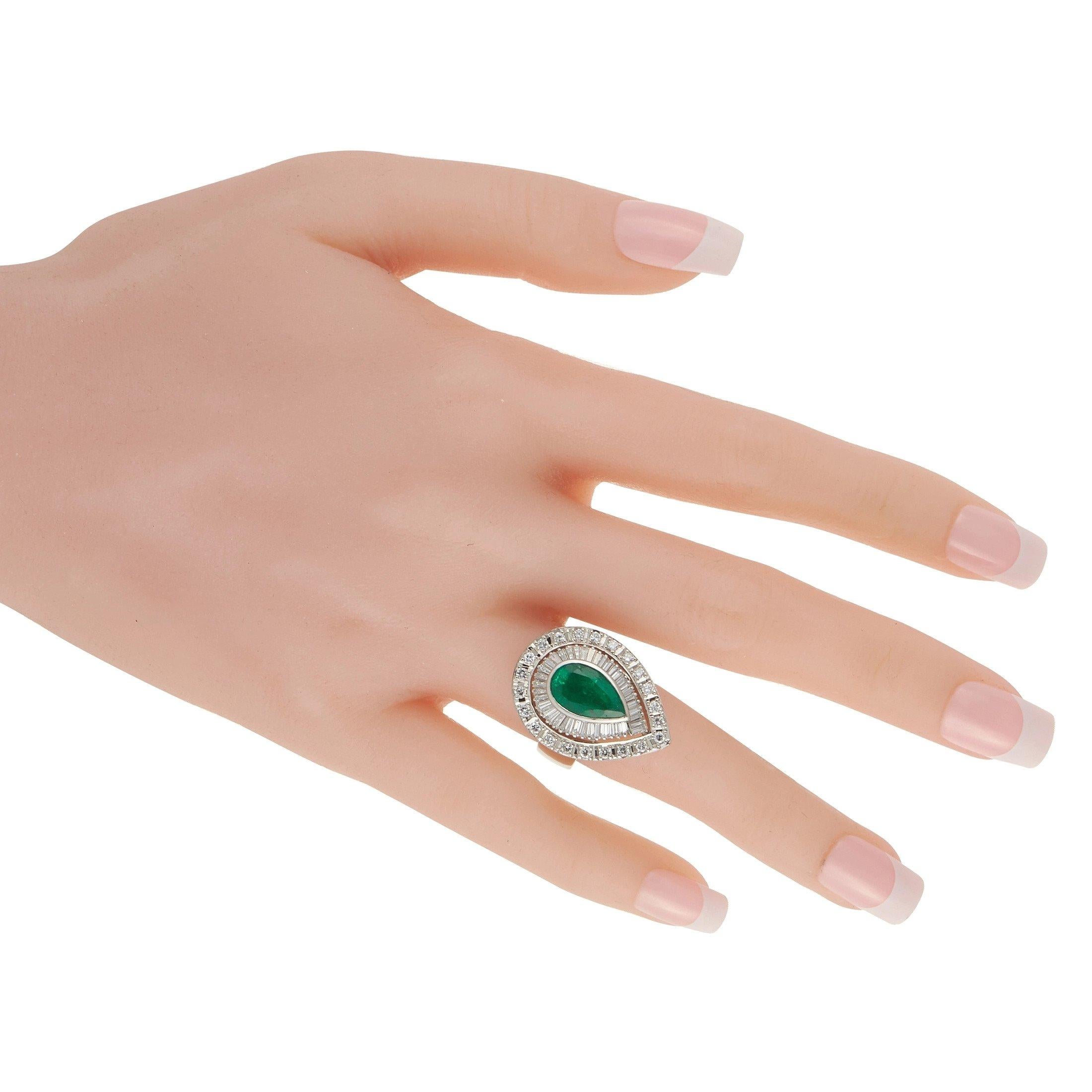 Mixed Cut LB Exclusive Platinum 0.95 Ct Diamond and Emerald Ring