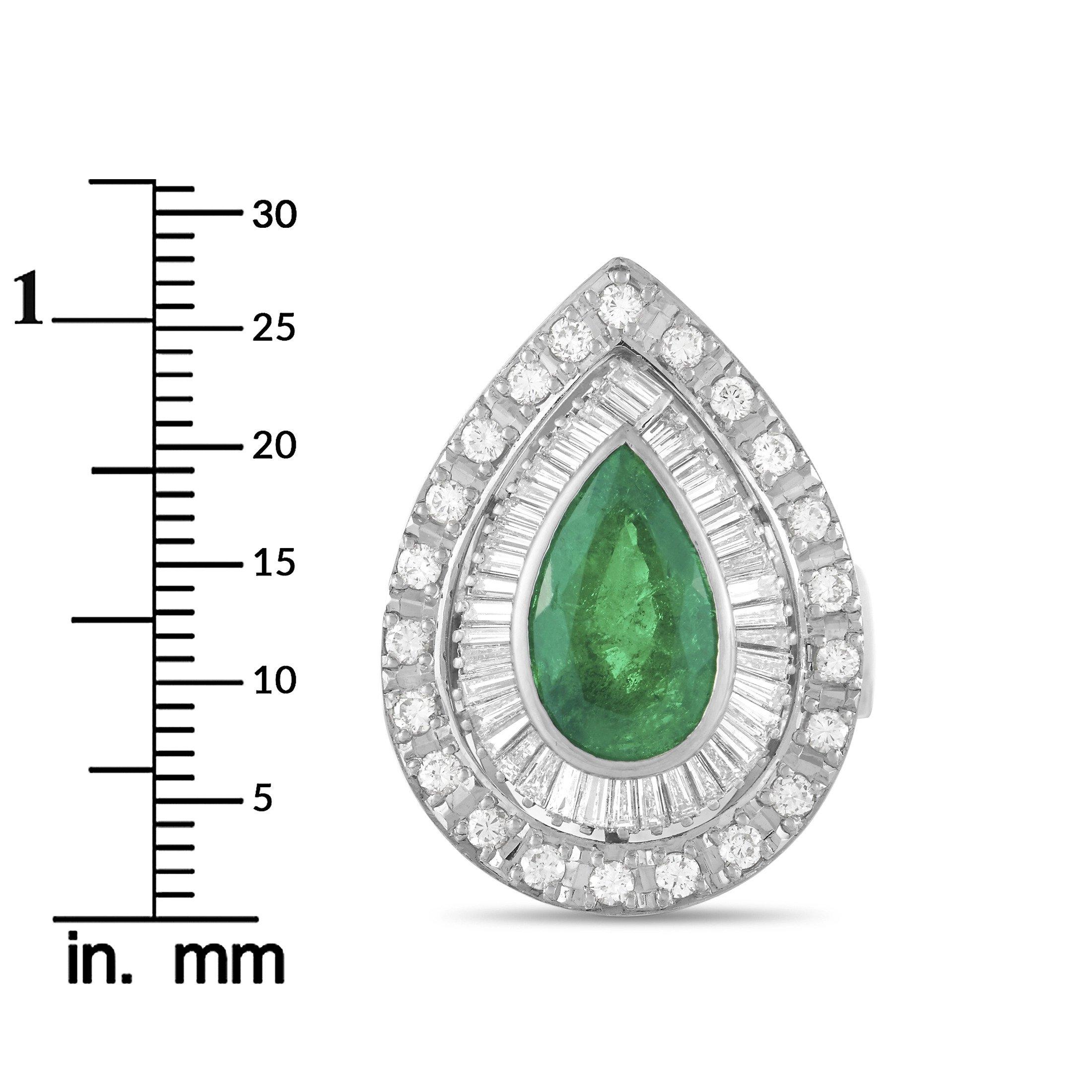 Women's LB Exclusive Platinum 0.95 Ct Diamond and Emerald Ring