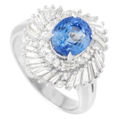 LB Exclusive Platinum 0.96 Carat Diamond and 2.53 Carat Sapphire Ring