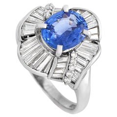 LB Exclusive Platinum 0.96 Ct Diamond and Sapphire Ring