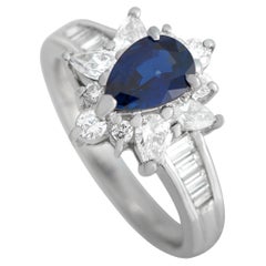 LB Exclusive Platinum 0.98 Carat Diamond and Sapphire Ring