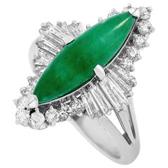 LB Exclusive Platinum 1.00 Carat Diamond and Jade Ring
