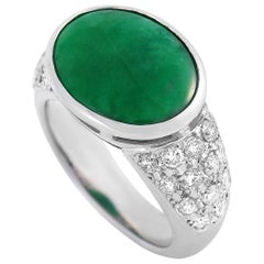 LB Exclusive Platinum 1.00 Carat Diamond and Jade Ring LB Exclusive Platinum 1.00 Carat Diamond and Jade Ring