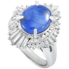 LB Exclusive Platinum 1.00 Carat Diamond and Sapphire Ring