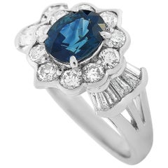 LB Exclusive Platinum 1.00 Carat Diamond and Sapphire Ring