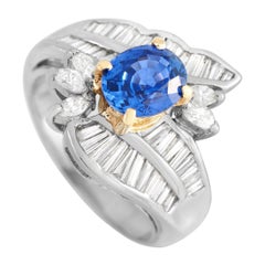 LB Exclusive Platinum 1.00 Ct Diamond and Sapphire Ring