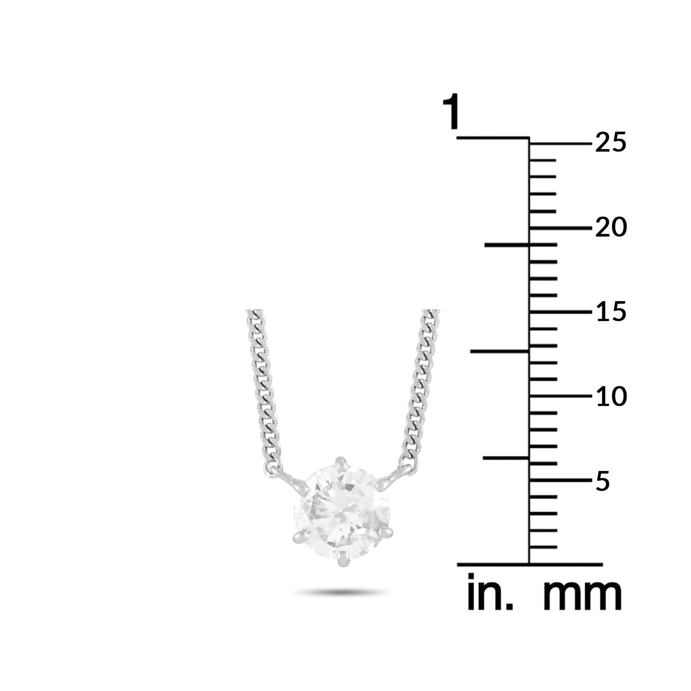 LB Exclusive Platinum 1.01 Ct Diamond Pendant Necklace In Excellent Condition In Southampton, PA