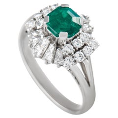 LB Exclusive Platinum 1.01 Ct Diamonds and Emerald Ring