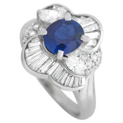 LB Exclusive Platinum 1.04 Ct Diamonds and Sapphire Ring
