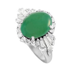 LB Exclusive Platinum 1.05 Ct Diamond and Jade Ring