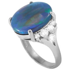 LB Exclusive Platinum 1.07 Carat Diamond and Opal Ring