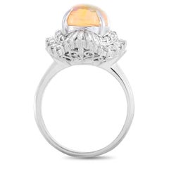 LB Exclusive Platinum 1.08 Carat Diamond and Opal Marquise Ring