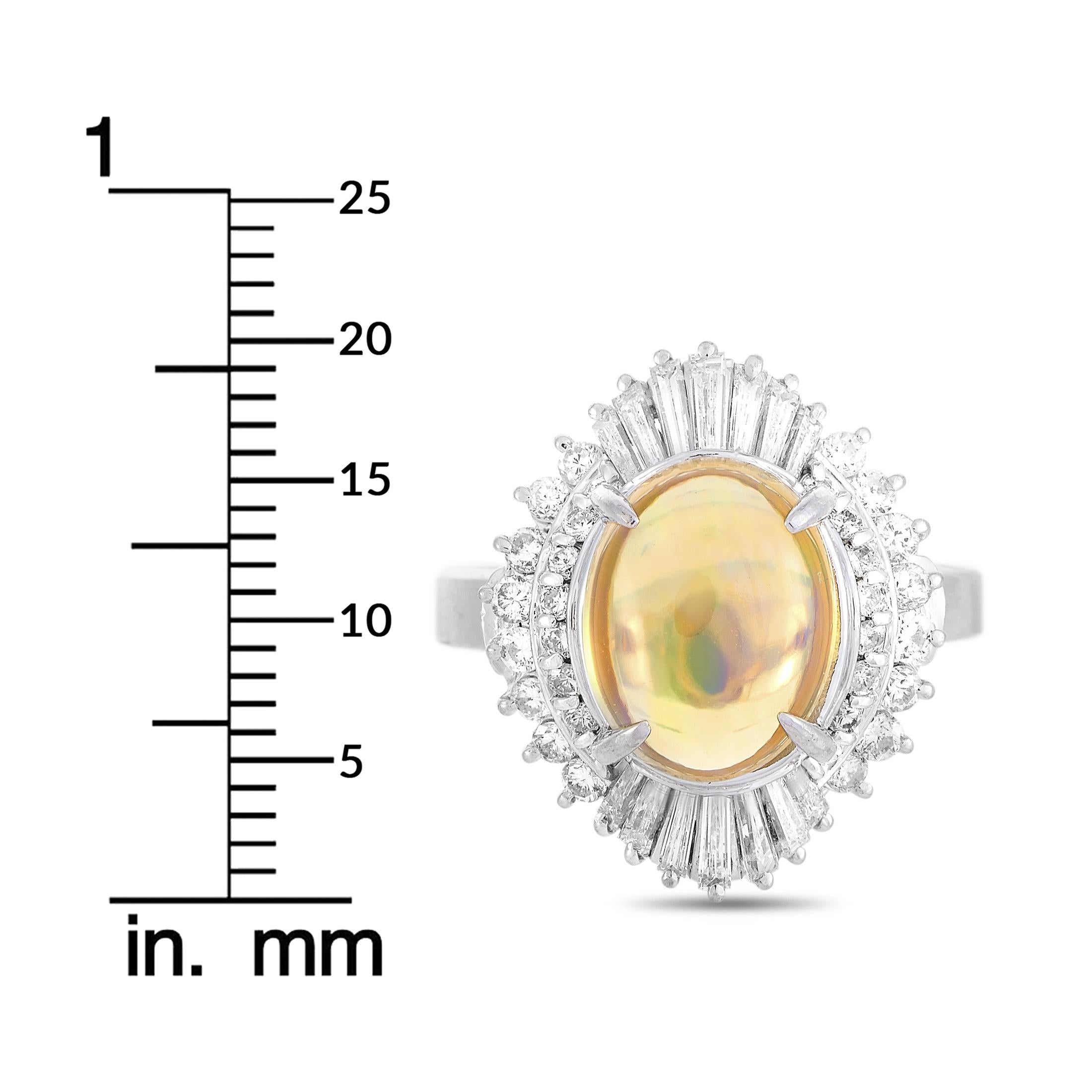 Women's LB Exclusive Platinum 1.08 Carat Diamond and Opal Marquise Ring